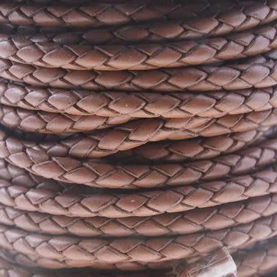 4mm Braided Saddle Round Leather Cord by the Foot