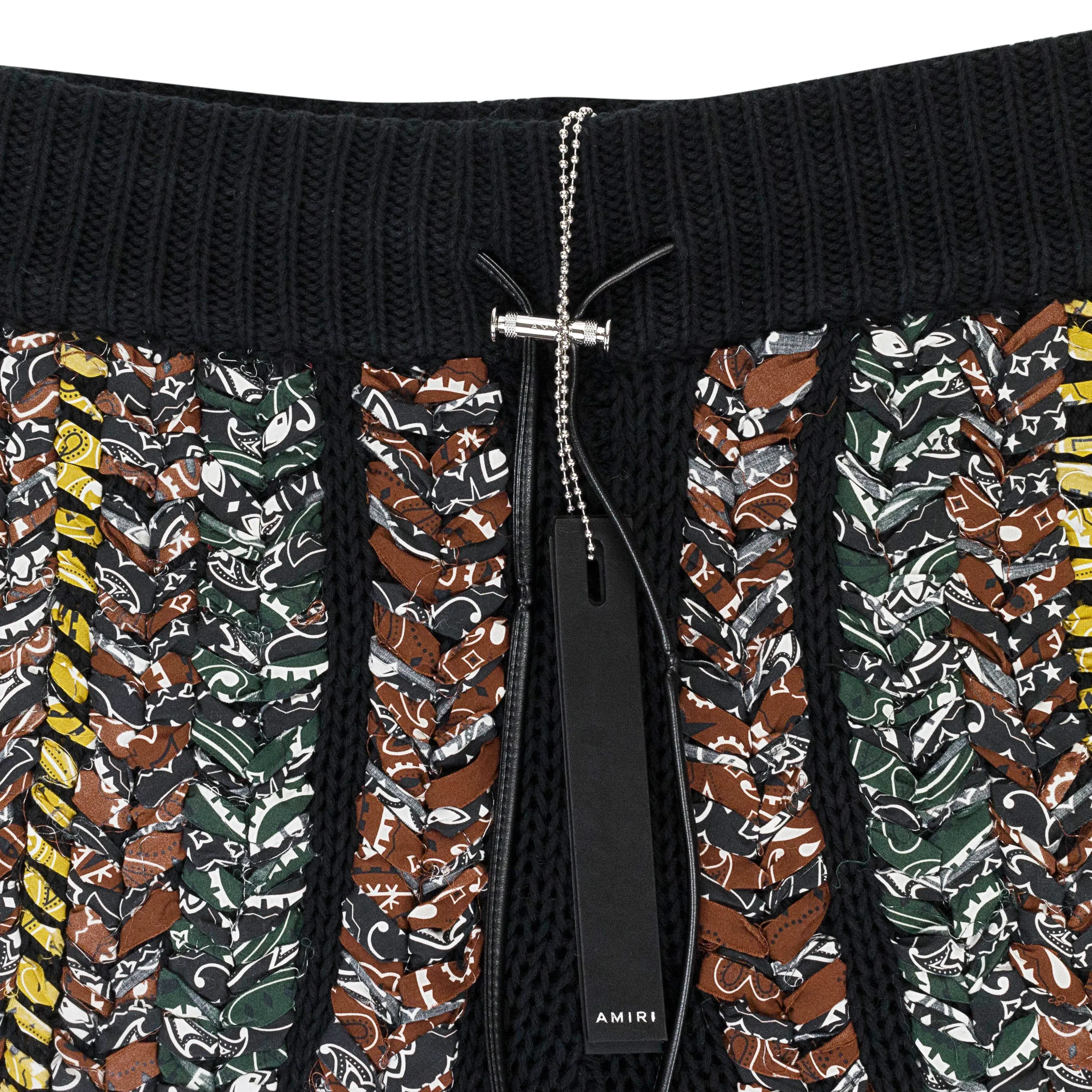 AMIRI BRAIDED BANDANA BLACK SHORTS