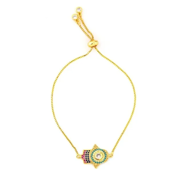Autumn Style Gold Zirconia Bracelet&bangle Women's Rainbow Shell Bracelet Luxury Adjustable heart eye snake chain Bracelet
