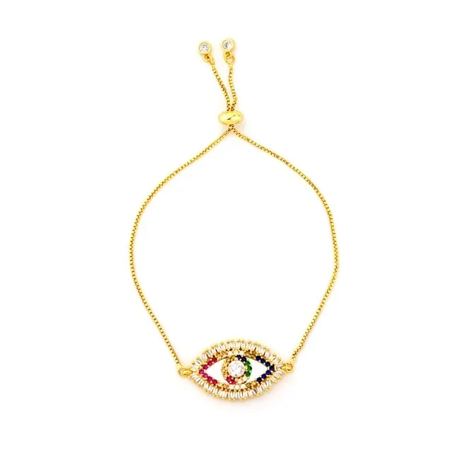 Autumn Style Gold Zirconia Bracelet&bangle Women's Rainbow Shell Bracelet Luxury Adjustable heart eye snake chain Bracelet