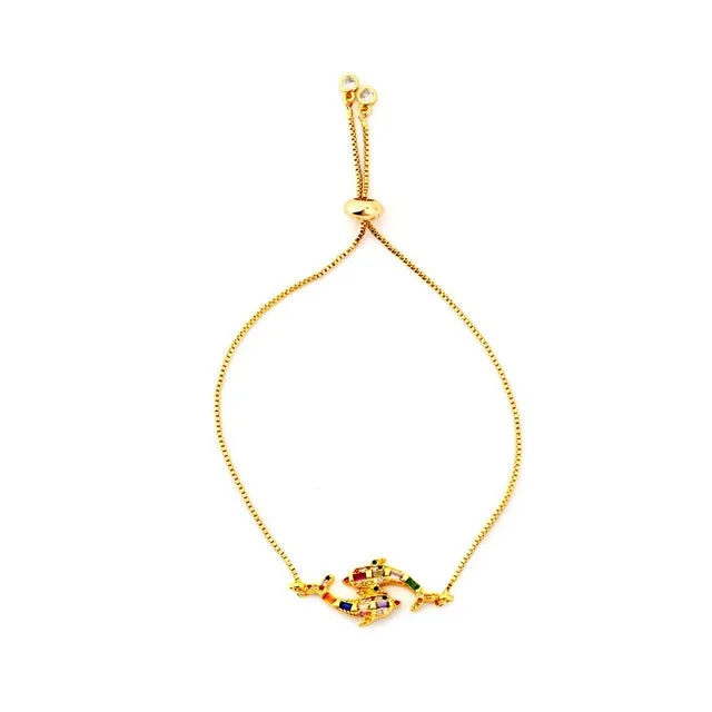 Autumn Style Gold Zirconia Bracelet&bangle Women's Rainbow Shell Bracelet Luxury Adjustable heart eye snake chain Bracelet