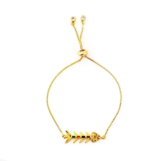 Autumn Style Gold Zirconia Bracelet&bangle Women's Rainbow Shell Bracelet Luxury Adjustable heart eye snake chain Bracelet