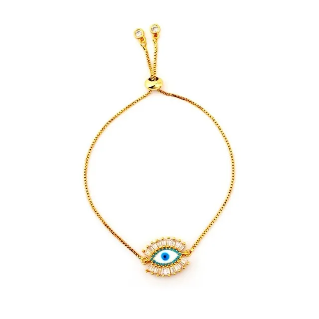 Autumn Style Gold Zirconia Bracelet&bangle Women's Rainbow Shell Bracelet Luxury Adjustable heart eye snake chain Bracelet