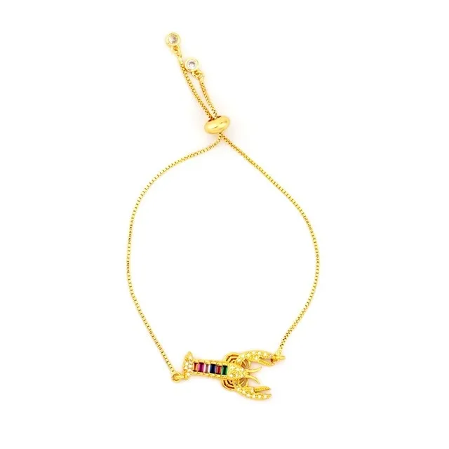 Autumn Style Gold Zirconia Bracelet&bangle Women's Rainbow Shell Bracelet Luxury Adjustable heart eye snake chain Bracelet