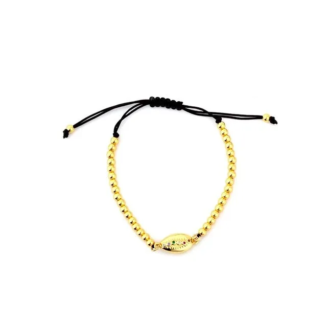 Autumn Style Gold Zirconia Bracelet&bangle Women's Rainbow Shell Bracelet Luxury Adjustable heart eye snake chain Bracelet