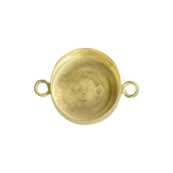 Brass Bezel Cup, Round, 10mm, 2 Loop (10 Pieces)