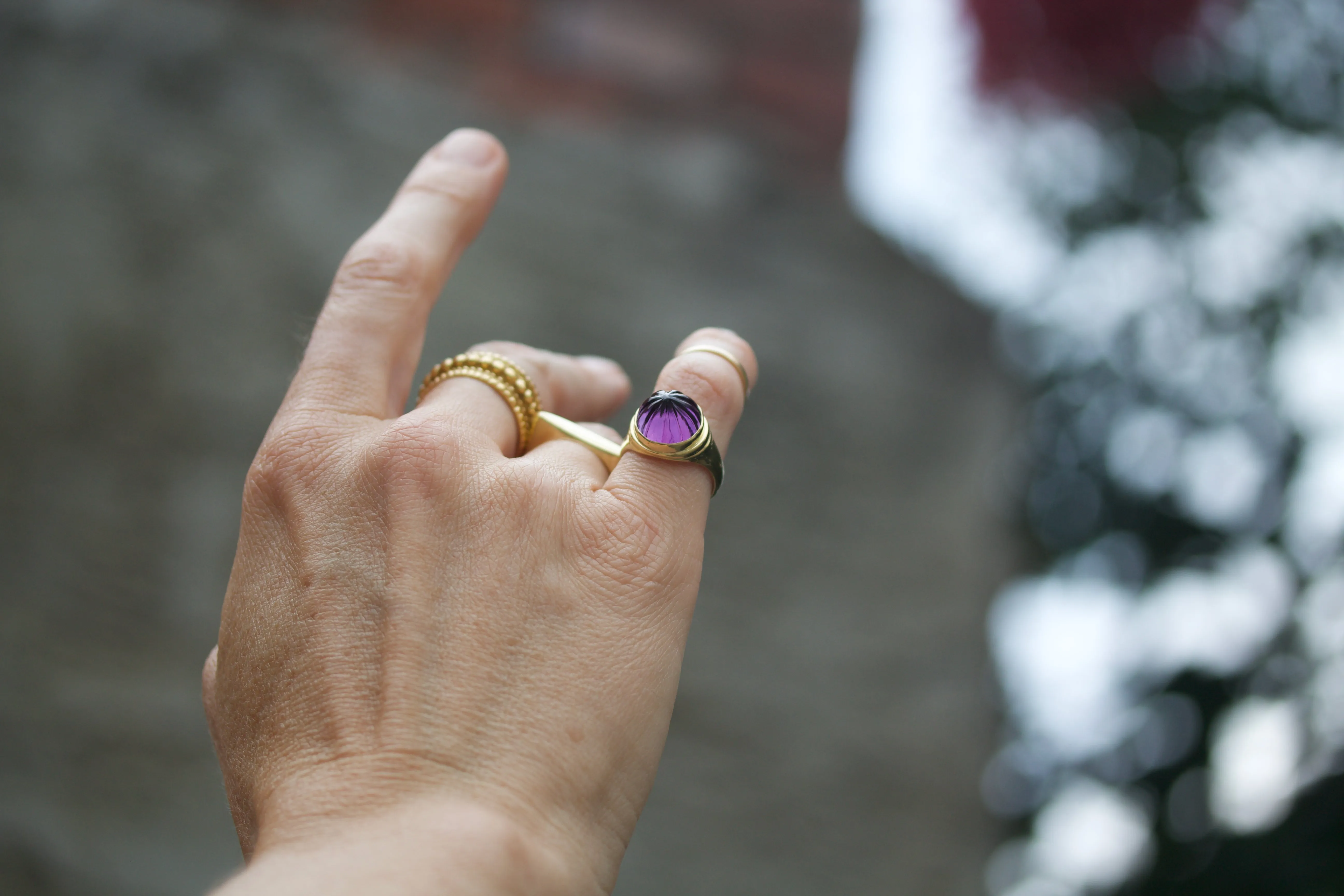 Carved Amethyst Ring