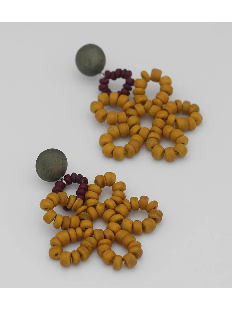 Earth Beaded Flower Earrings