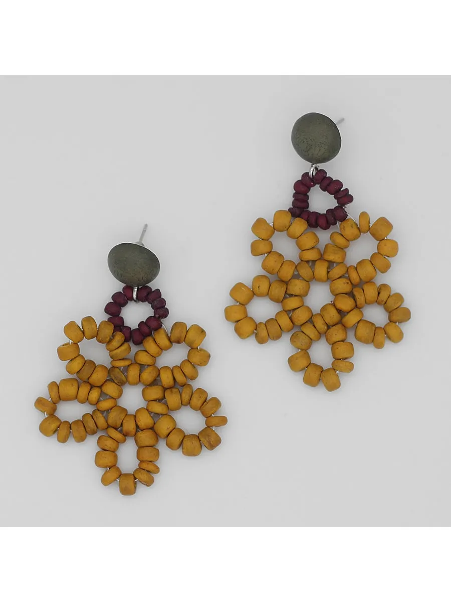 Earth Beaded Flower Earrings