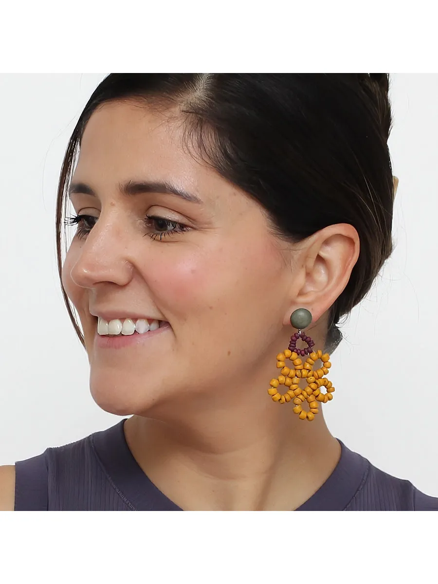 Earth Beaded Flower Earrings