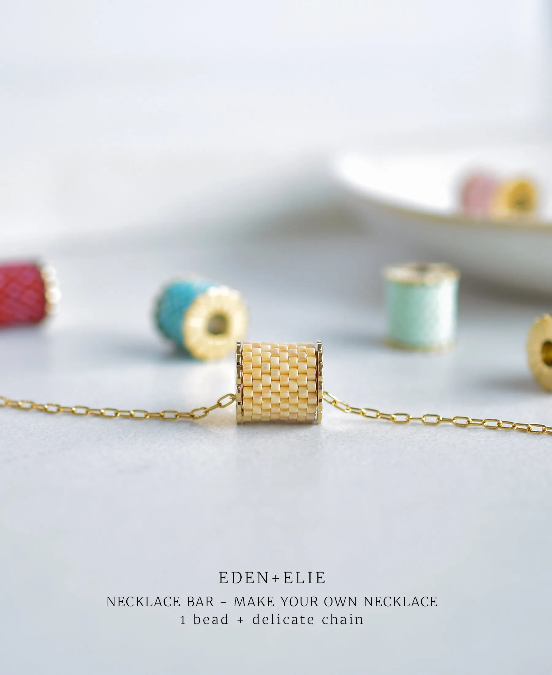 EDEN   ELIE Necklace Bar single bead   optional chain - cherry blossom