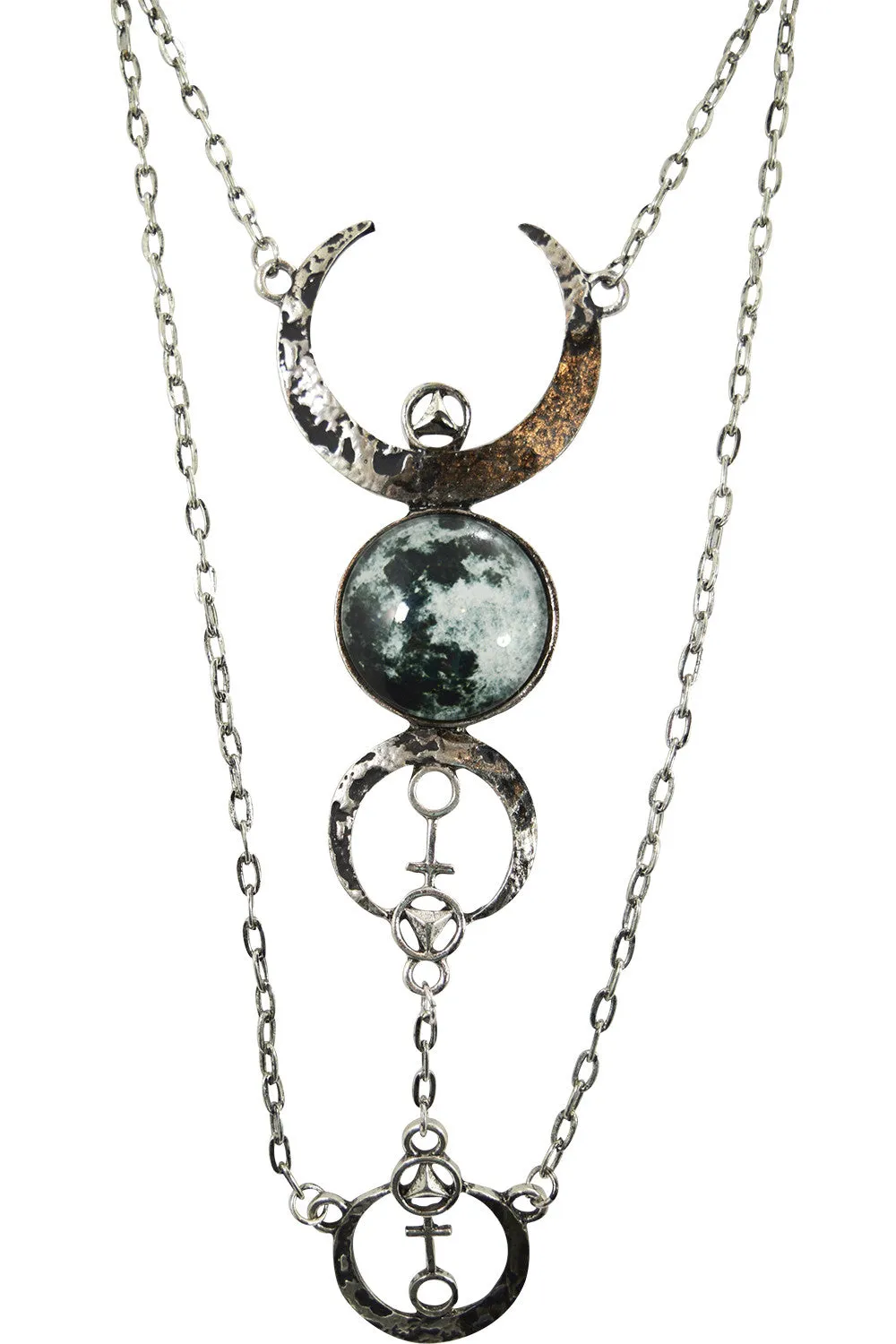 Gothic Beauty Dark Magic Witchcraft Wolf Luna Full Moon Pendant Necklace