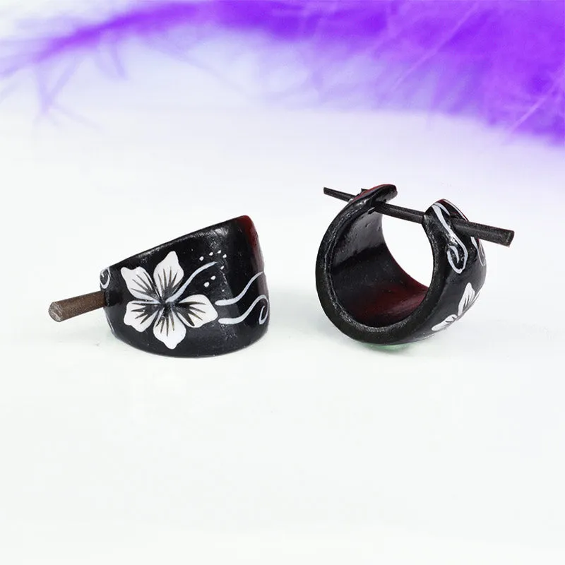 Hibiscus Flower Wooden Earrings