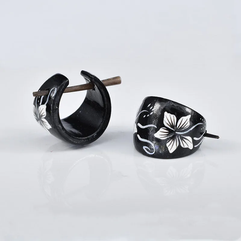 Hibiscus Flower Wooden Earrings