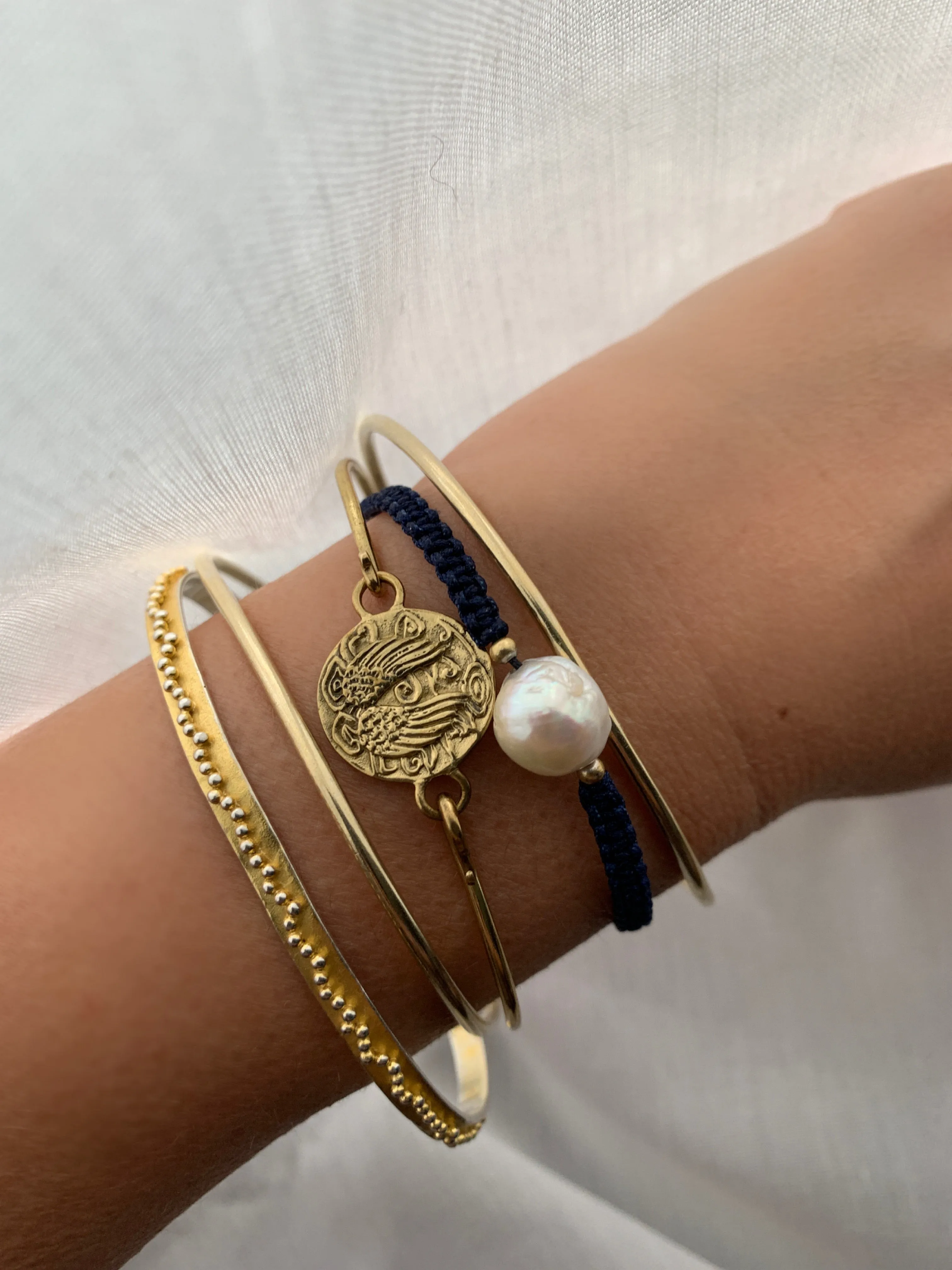 Lola Rope Pearl Bracelet - Cobalt Blue