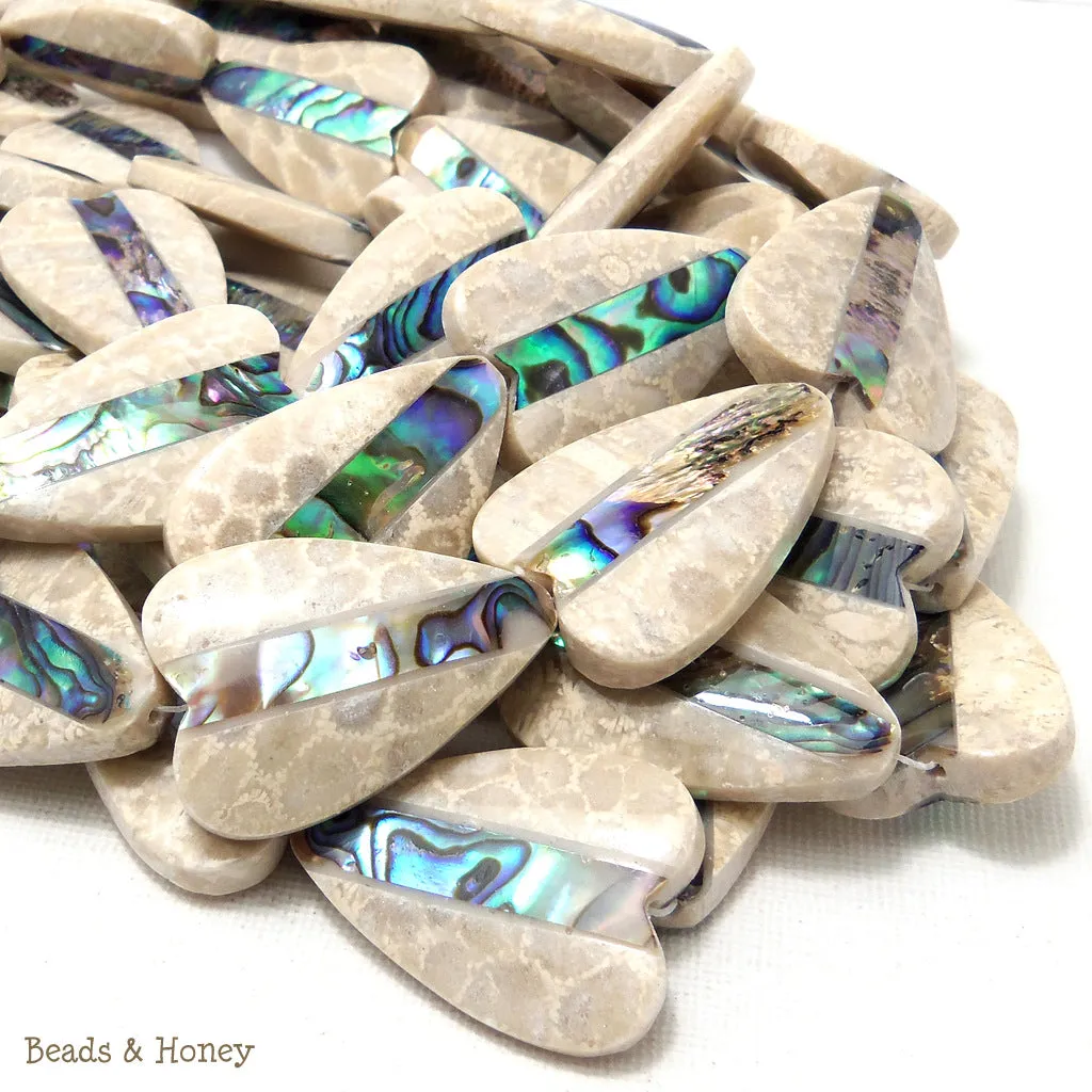 Mactan Stone Inlaid Abalone Shell Heart 24x34mm (1pc)