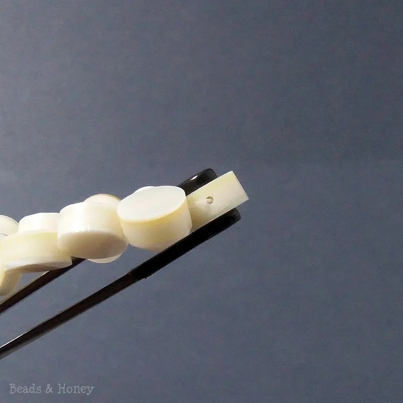 Makabibi Shell Coin Flat 10mm (Half Strand, Qty Pricing)