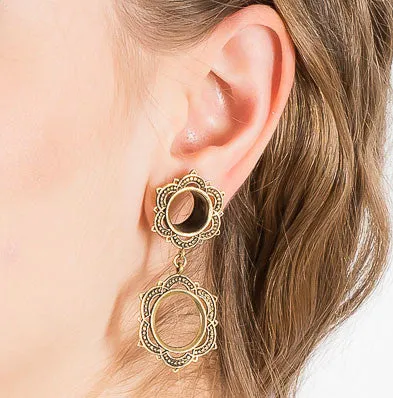 Mandala Dangle Ear Plugs - Brass