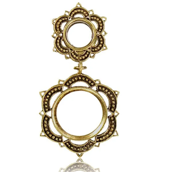 Mandala Dangle Ear Plugs - Brass