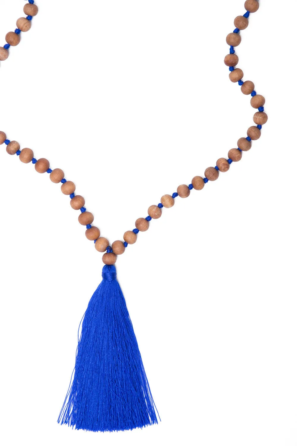 Natural Wood Bead Necklace (Royal Blue)