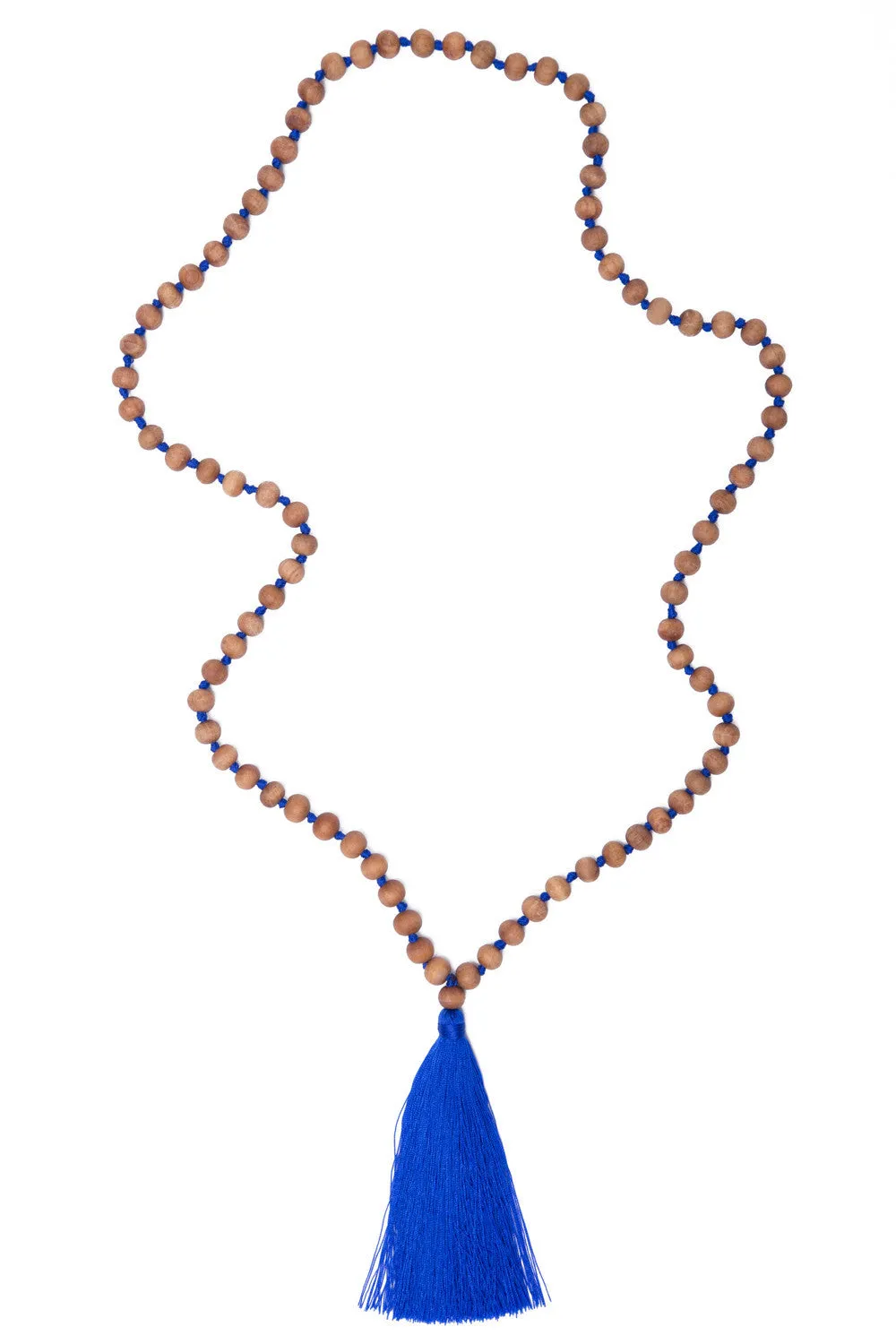 Natural Wood Bead Necklace (Royal Blue)