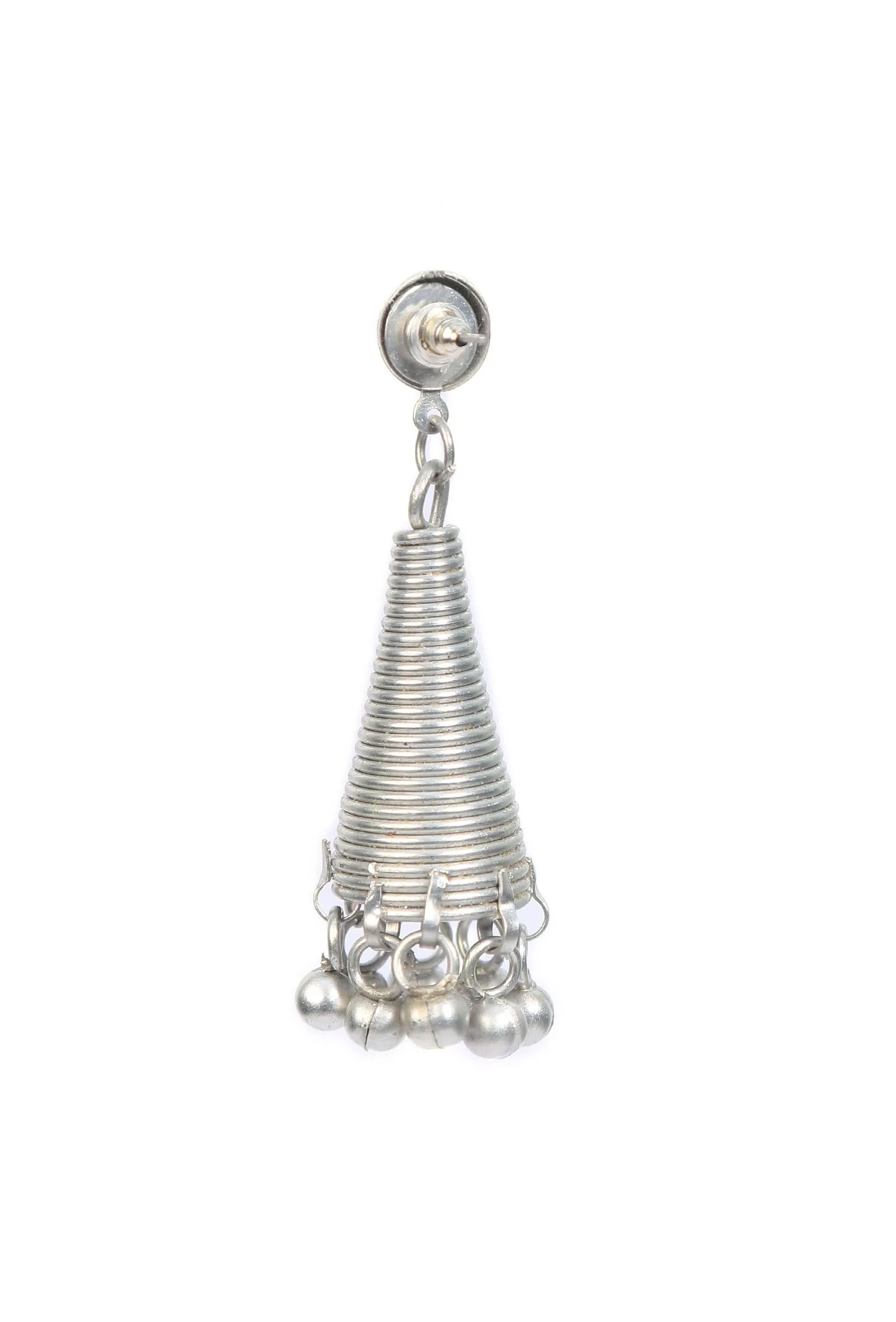 Nur Cone Silver Tribal Earrings