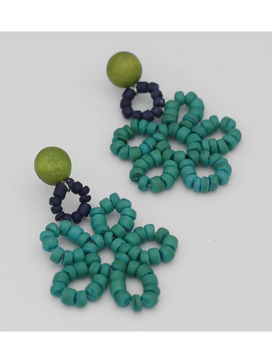 Ocean Beaded Flower Earrings
