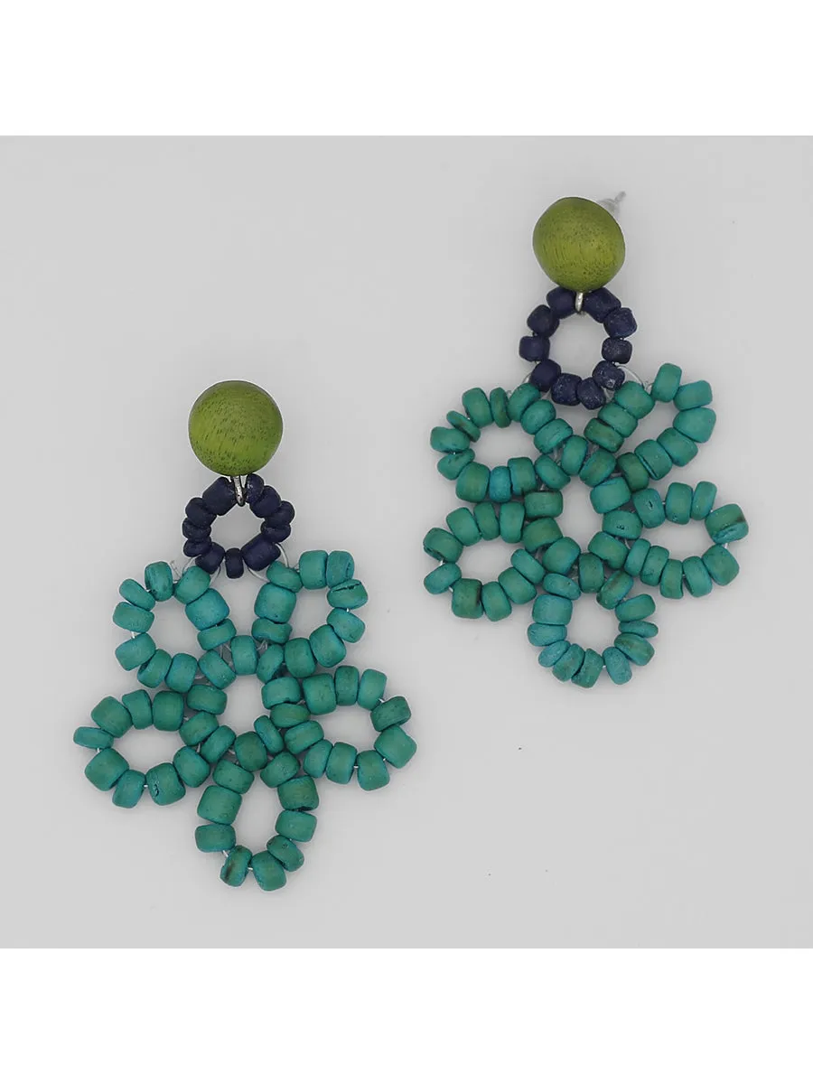 Ocean Beaded Flower Earrings