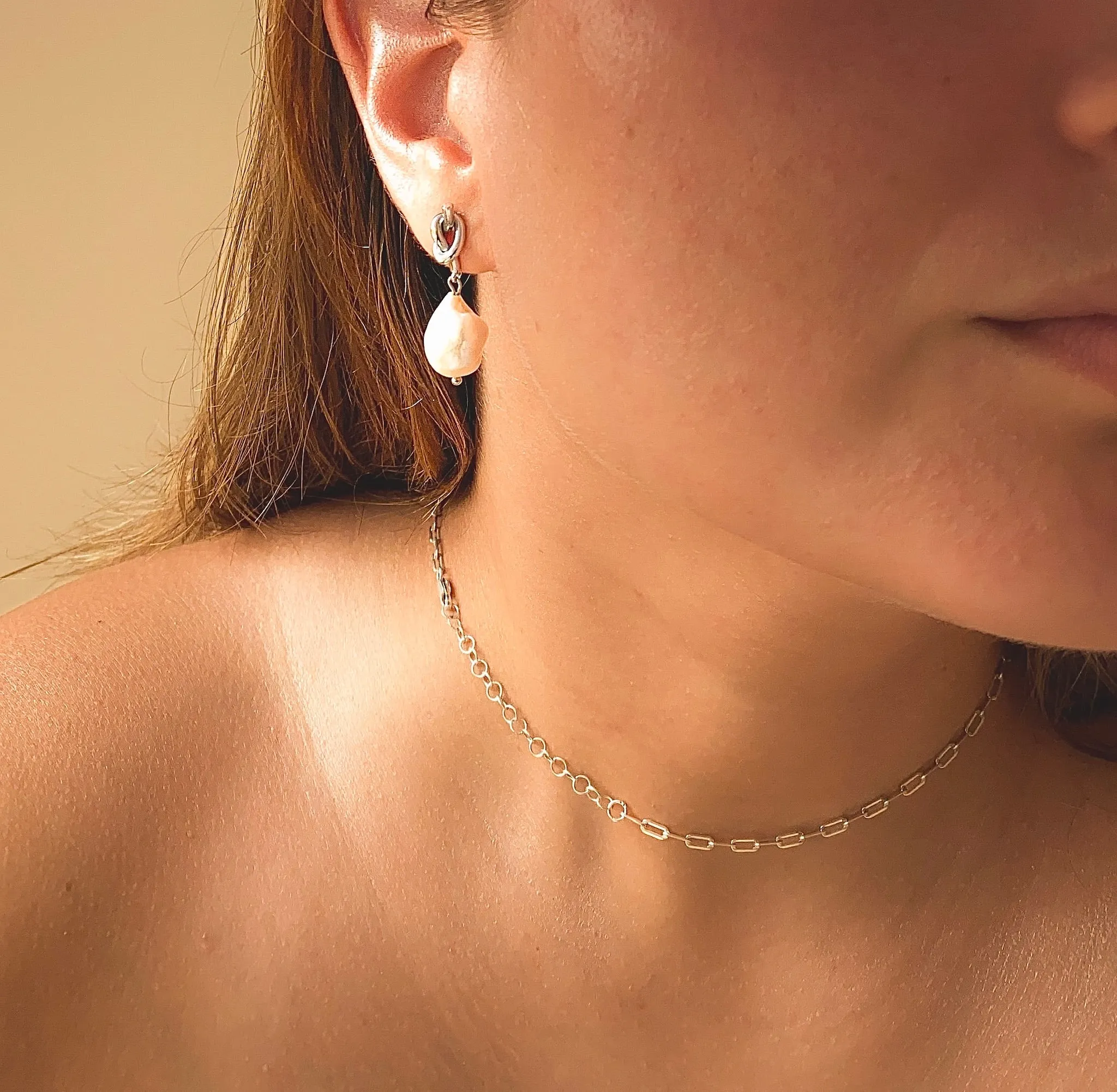 Pearl Drop Knot Earrings in Gold & Silver
