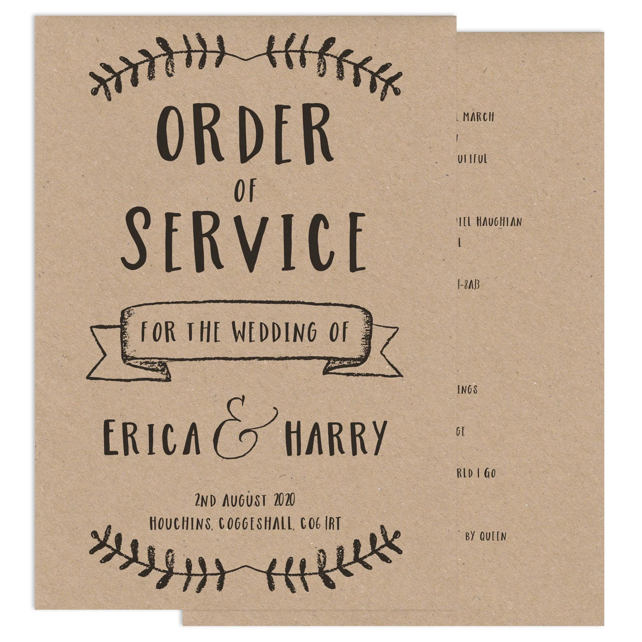 Rustic Order Of Service