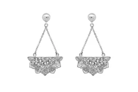 Silver Lotus Mandala Earrings