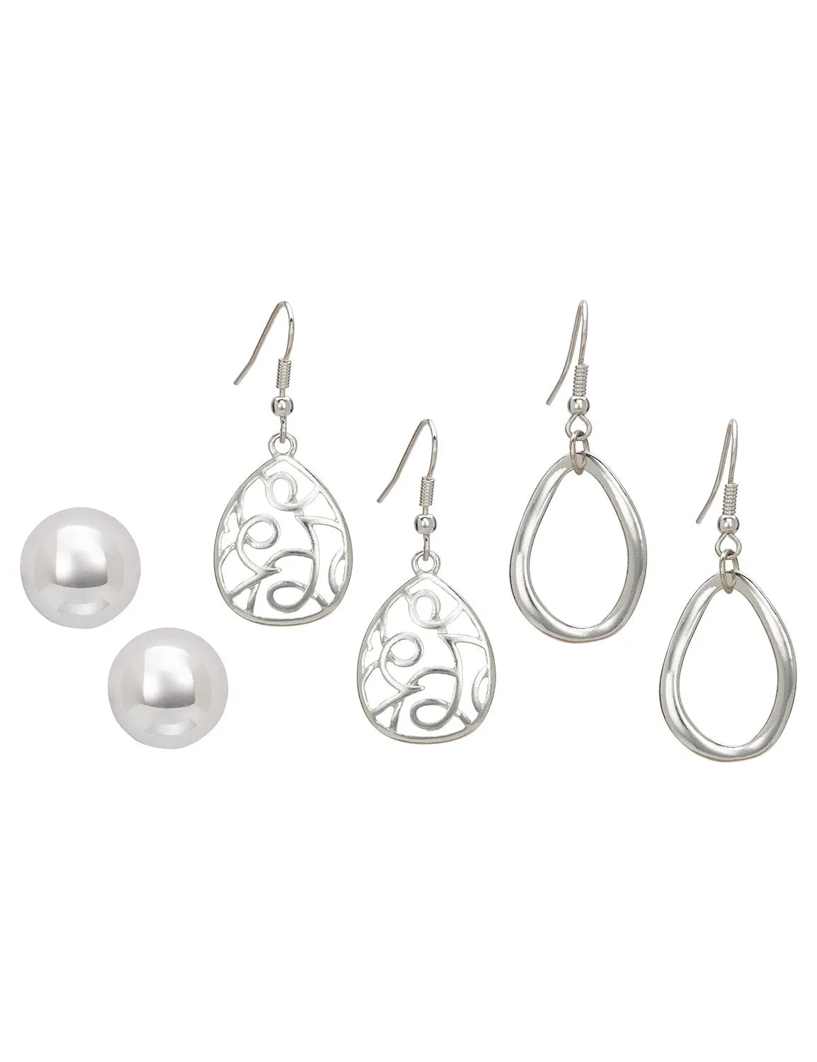 Simple Silver Trio Earring Set