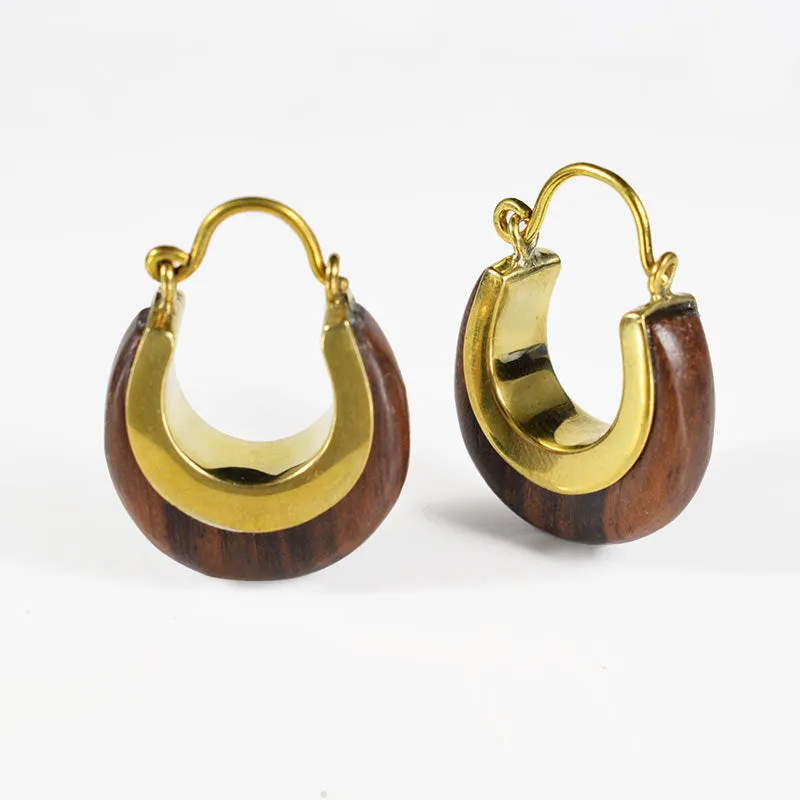 Simple Wood and Brass Earrings