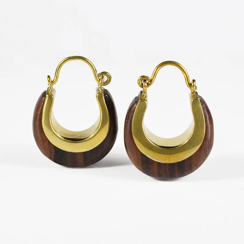 Simple Wood and Brass Earrings