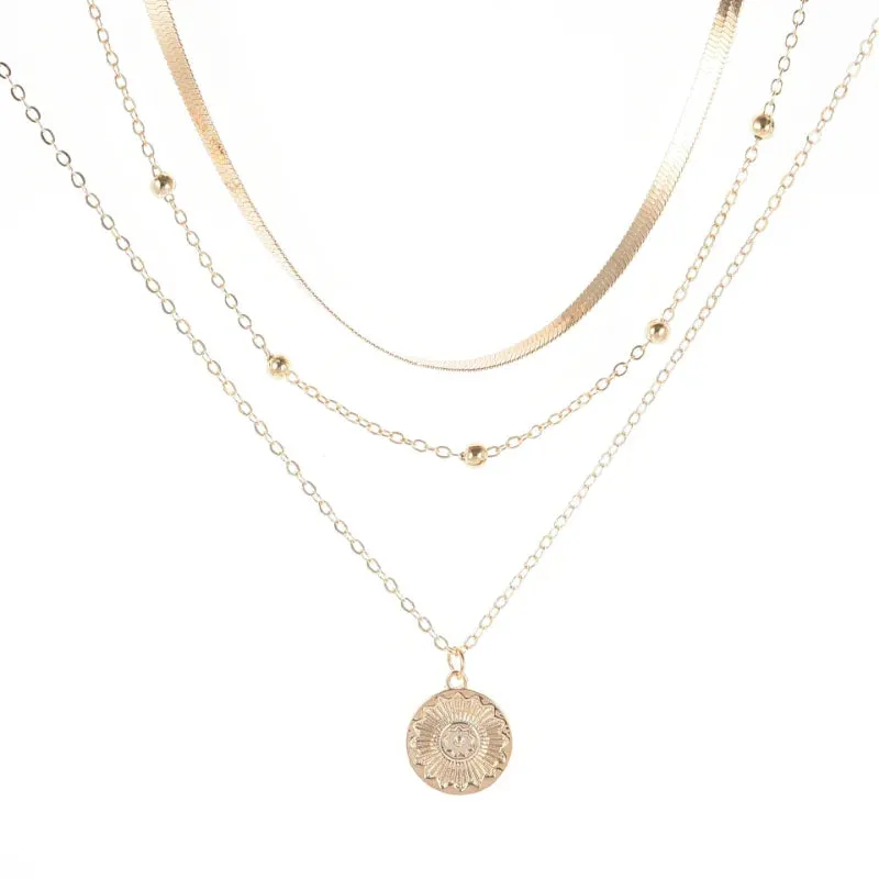 Vintage Round Multilayer Coin Snake Necklace