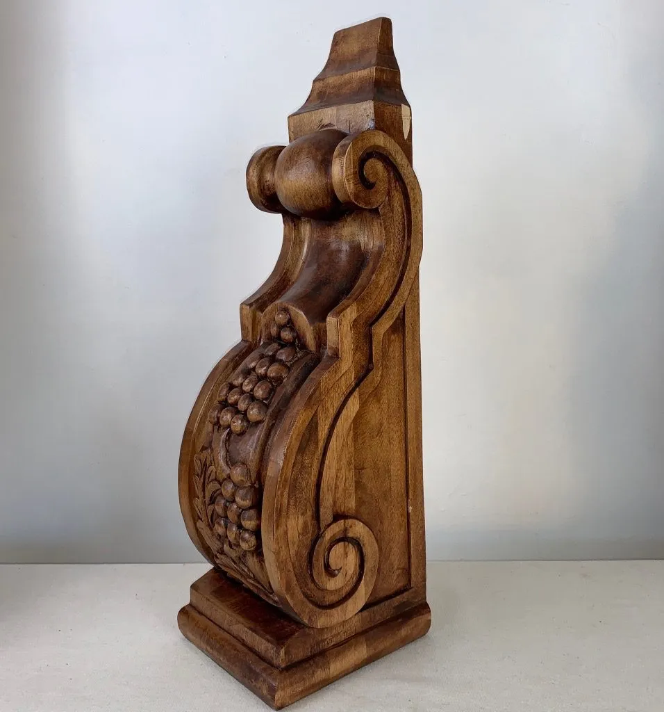Wood Corbel, Carved Grapes