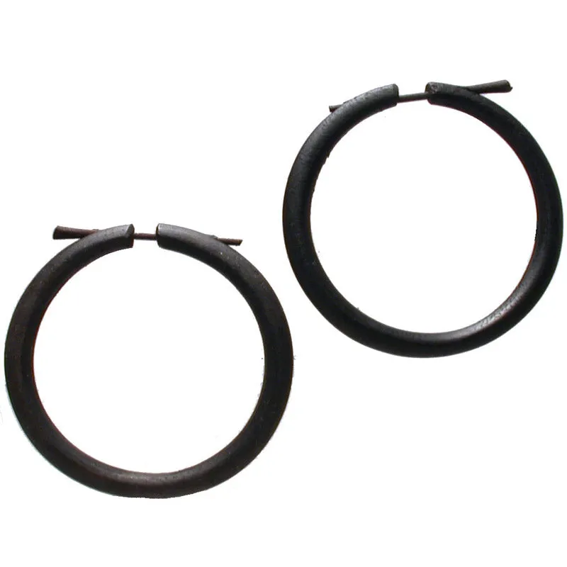 Wooden Hoop Pin Earrings