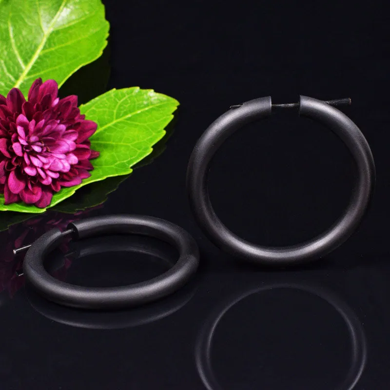 Wooden Hoop Pin Earrings