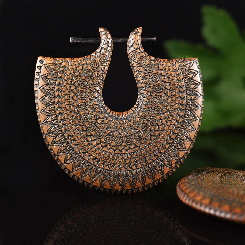 Wooden Mandala Earrings