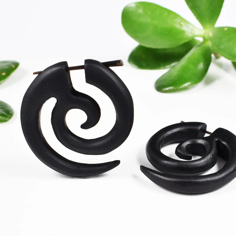 Wooden Spiral Earrings